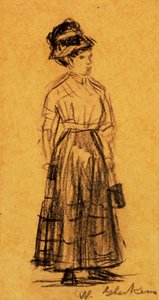 Mujer con Sombrero Negro y Falda Negra